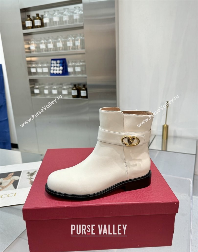 Valentino VLogo Locker Calfskin Leather Ankle Boots 3cm Heel White 2024 (XL-241009012)