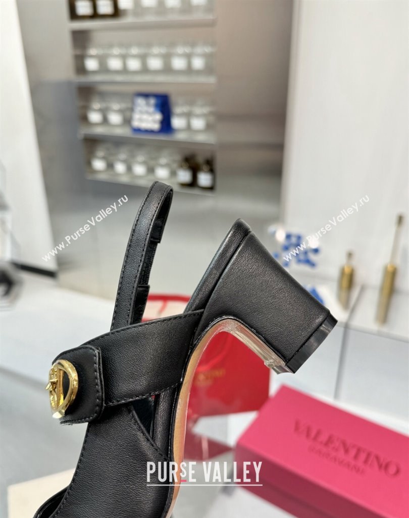 Valentino VLogo Locker Mary-Janes Slingback Pumps 6cm in Calfskin Leather Black 2024 (XL-241009025)