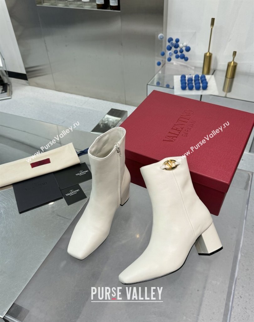 Valentino VLogo The Bold Edition Calfskin Ankle Boots 6cm Heel White 2024 (XL-241009003)