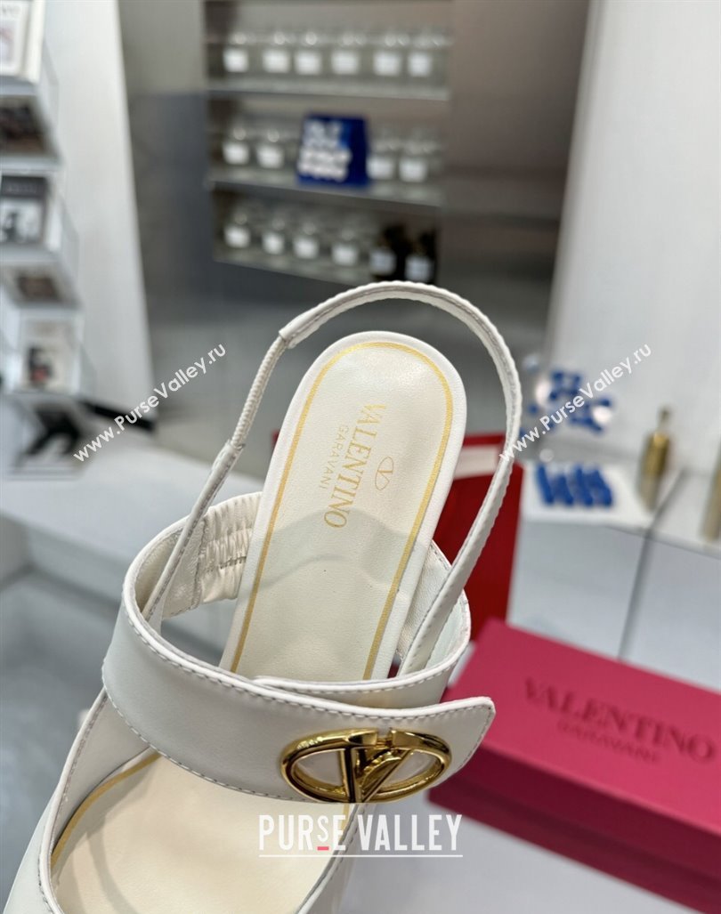 Valentino VLogo Locker Mary-Janes Slingback Pumps 6cm in Calfskin Leather White 2024 (XL-241009028)