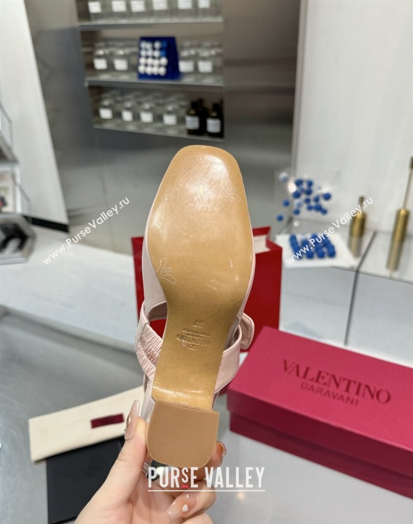 Valentino VLogo Locker Mary-Janes Slingback Pumps 6cm in Patent Leather Light Pink 2024 (XL-241009032)