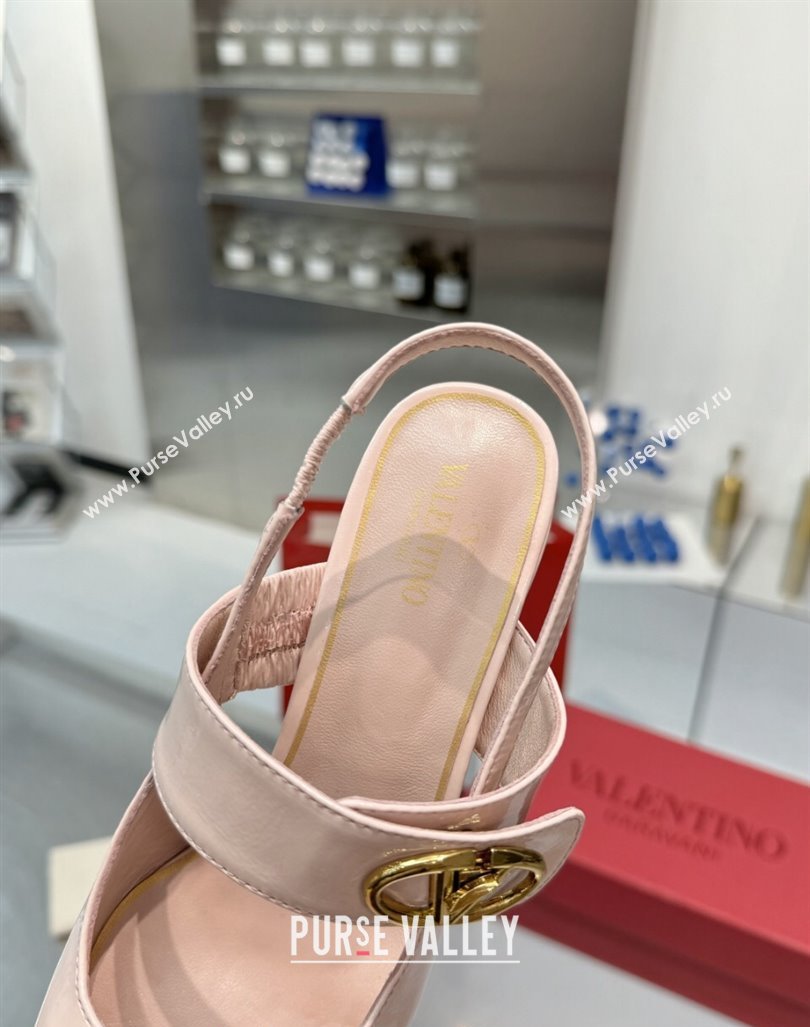 Valentino VLogo Locker Mary-Janes Slingback Pumps 6cm in Patent Leather Light Pink 2024 (XL-241009032)