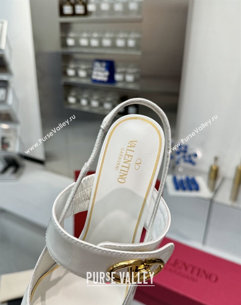 Valentino VLogo Locker Mary-Janes Slingback Pumps 6cm in Patent Leather White 2024 (XL-241009038)