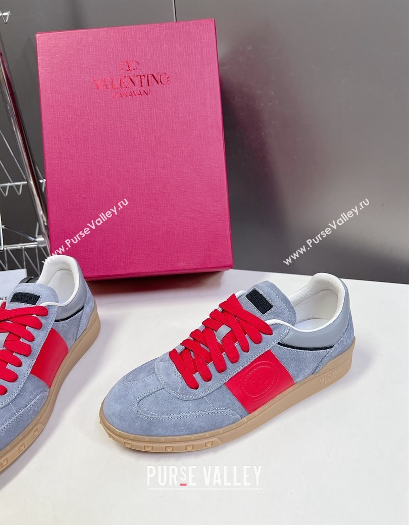 Valentino Upvillage Trainer Sneakers in Suede with Logo Web Grey/Red 2024 (MD-241116031)