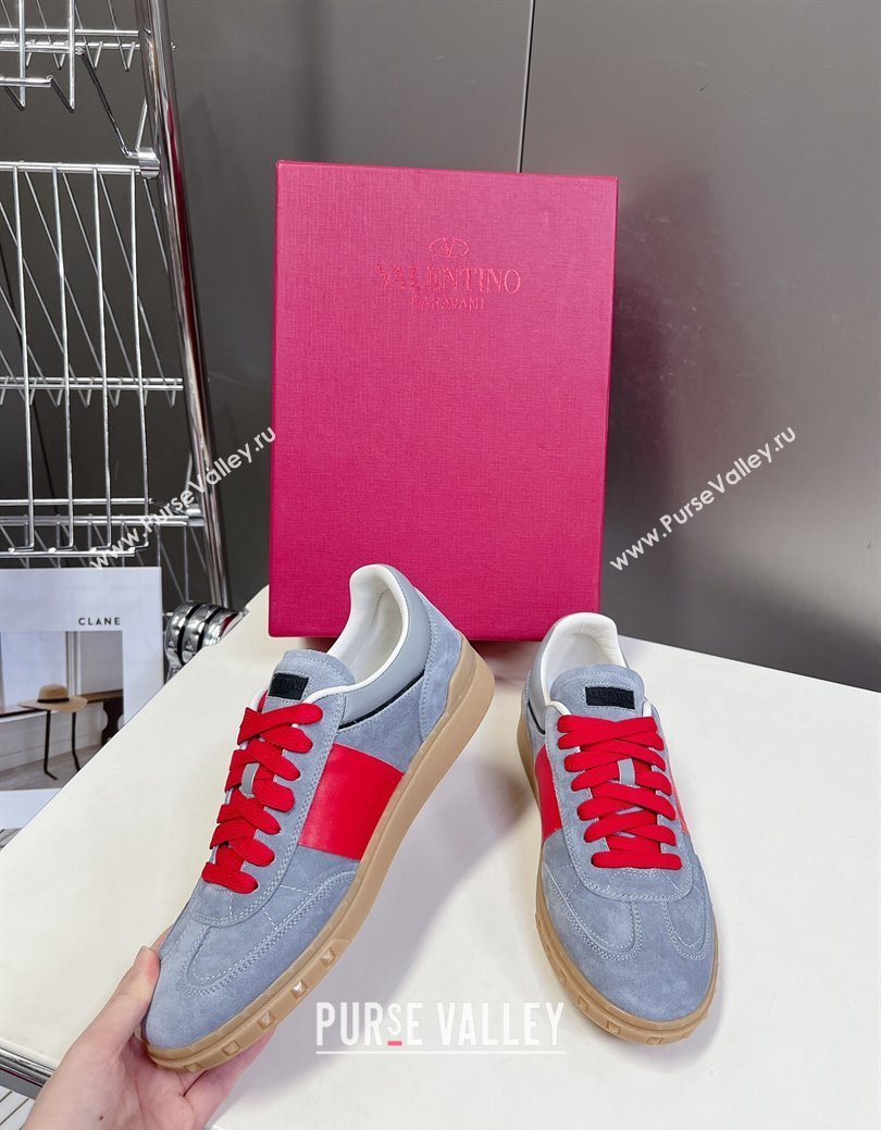 Valentino Upvillage Trainer Sneakers in Suede with Logo Web Grey/Red 2024 (MD-241116031)