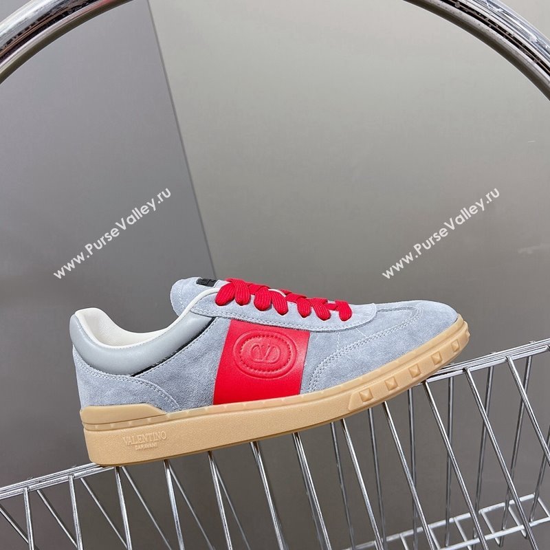 Valentino Upvillage Trainer Sneakers in Suede with Logo Web Grey/Red 2024 (MD-241116031)