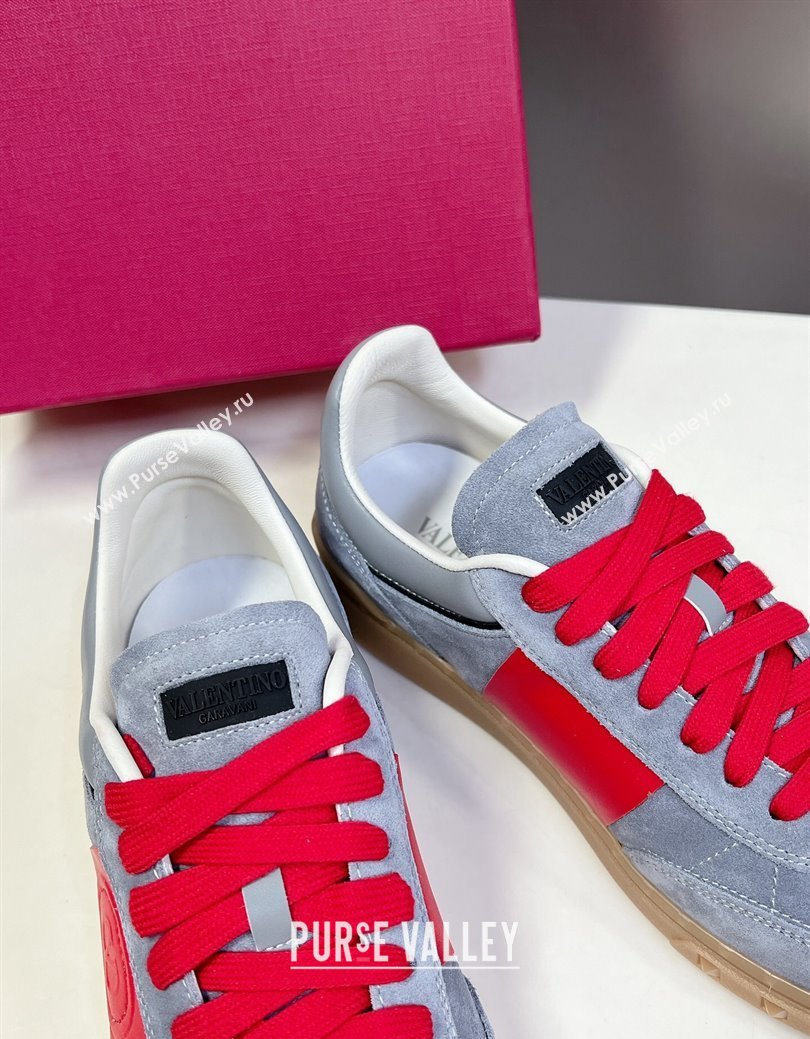 Valentino Upvillage Trainer Sneakers in Suede with Logo Web Grey/Red 2024 (MD-241116031)