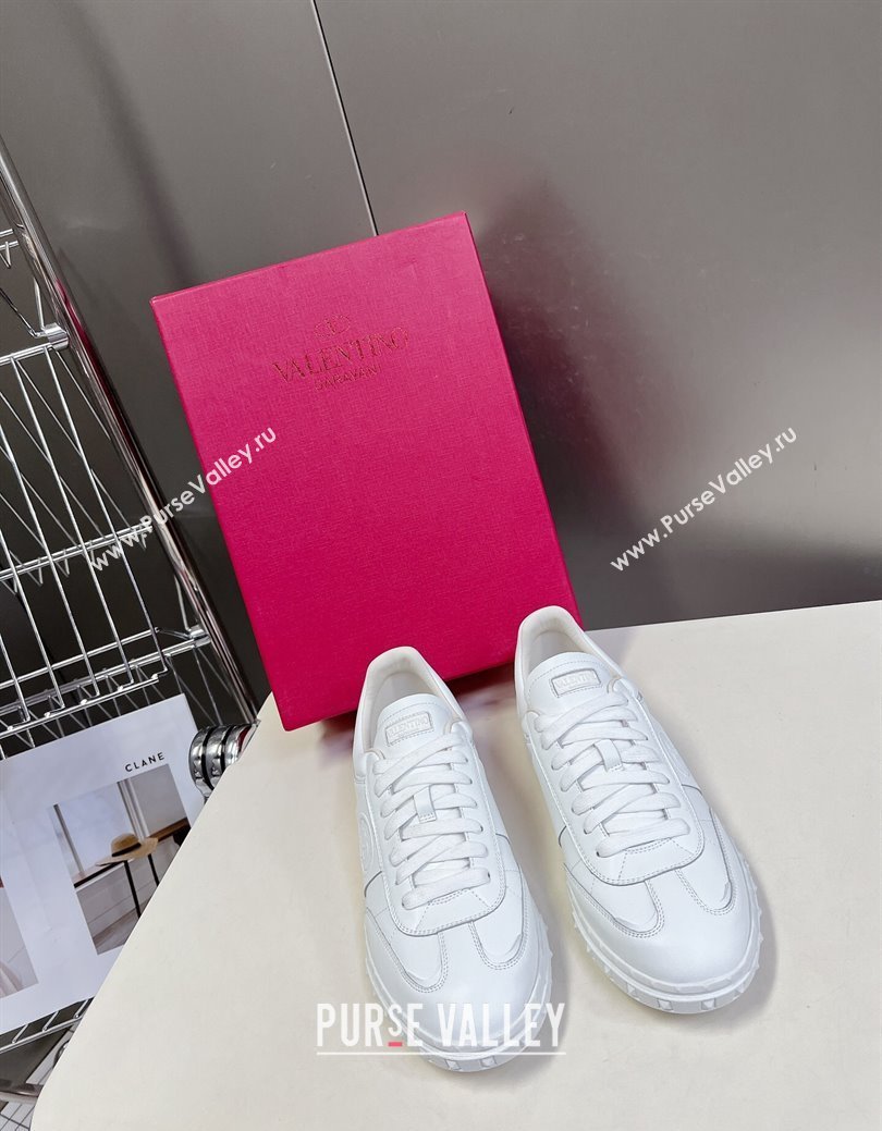 Valentino Upvillage Trainer Sneakers in Calfskin with Logo Web All White 2024 (MD-241116032)