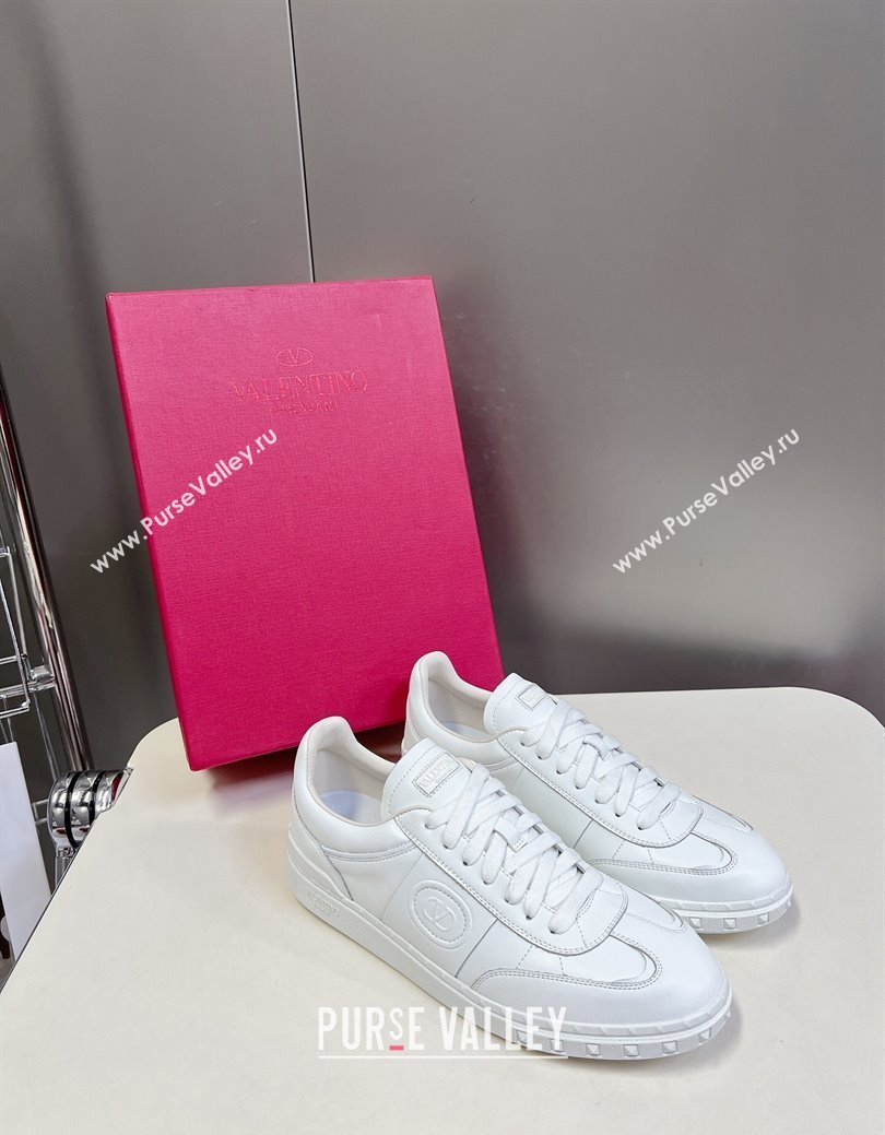 Valentino Upvillage Trainer Sneakers in Calfskin with Logo Web All White 2024 (MD-241116032)