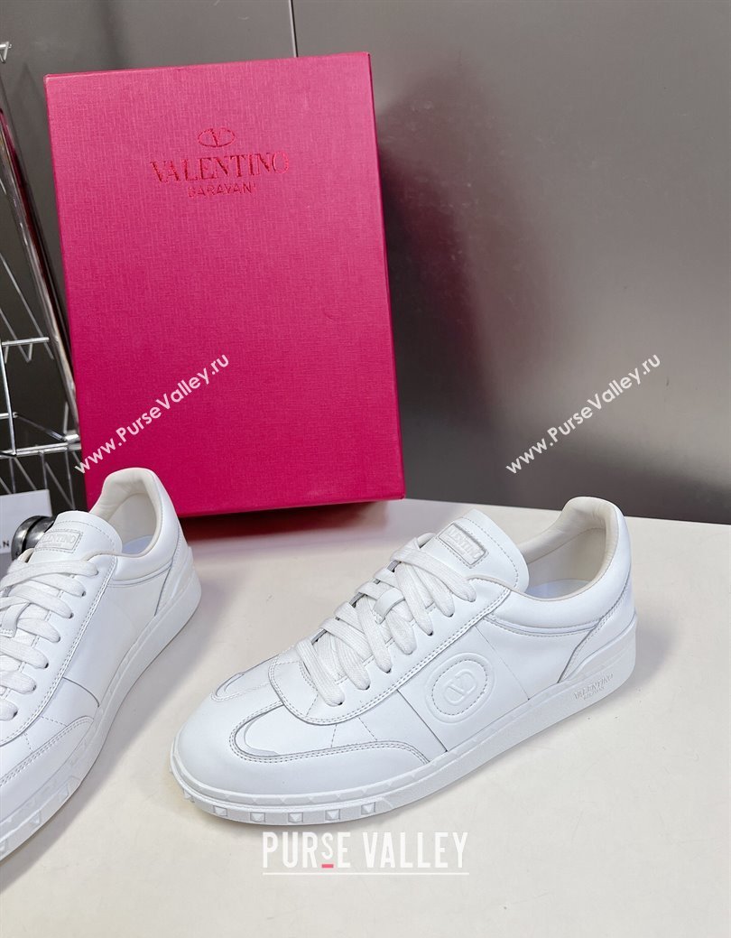 Valentino Upvillage Trainer Sneakers in Calfskin with Logo Web All White 2024 (MD-241116032)