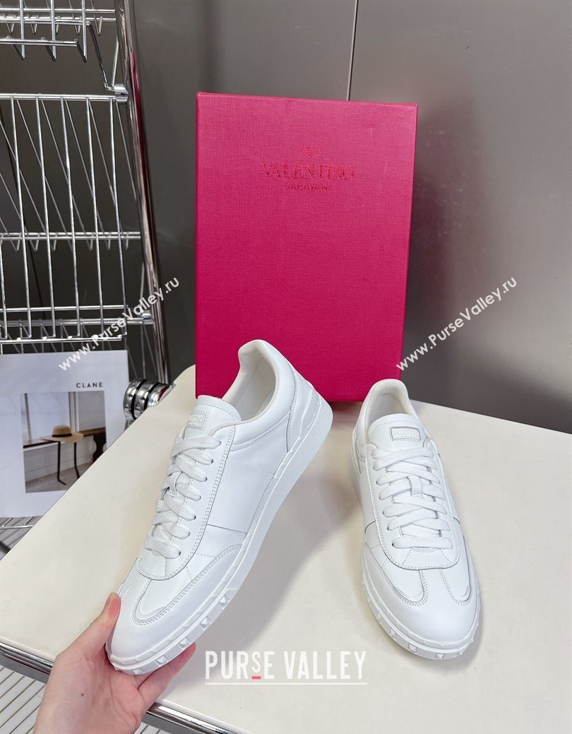 Valentino Upvillage Trainer Sneakers in Calfskin with Logo Web All White 2024 (MD-241116032)