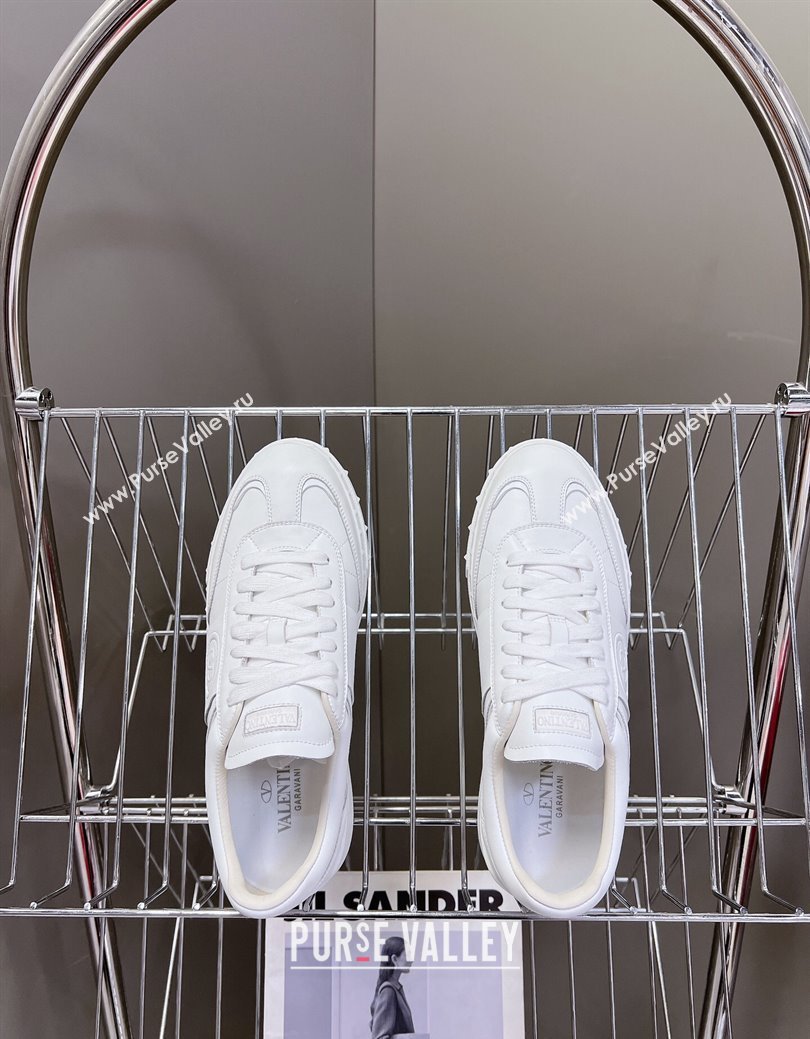 Valentino Upvillage Trainer Sneakers in Calfskin with Logo Web All White 2024 (MD-241116032)