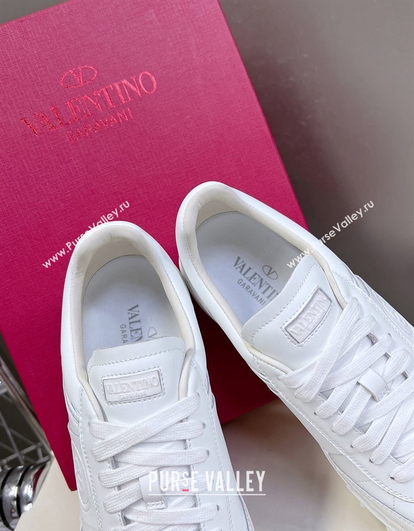 Valentino Upvillage Trainer Sneakers in Calfskin with Logo Web All White 2024 (MD-241116032)