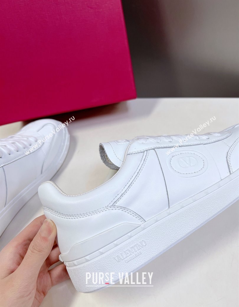 Valentino Upvillage Trainer Sneakers in Calfskin with Logo Web All White 2024 (MD-241116032)