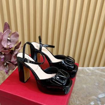 Valentino VLogo Patent Leather Platform Sandals Black 2024 VLTN111802 (SS-241118016)