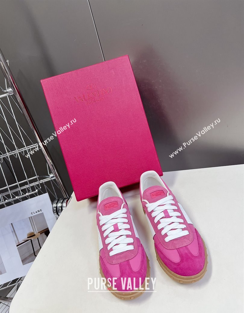 Valentino Upvillage Trainer Sneakers in Suede with Logo Web Dark Pink 2024 (MD-241116030)