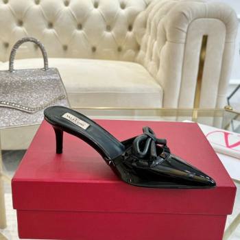 Valentino Rockstud Mules 6cm with Bow in Patent Calfskin Black2 2024 0328 (MD-241118035)