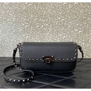 Valentino Rockstud crossbody bag in grainy calfskin with iconic hook Black/Silver 2024 5070 (LN-241214013)