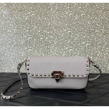 Valentino Rockstud crossbody bag in grainy calfskin with iconic hook Grey 2024 5070 (LN-241214015)