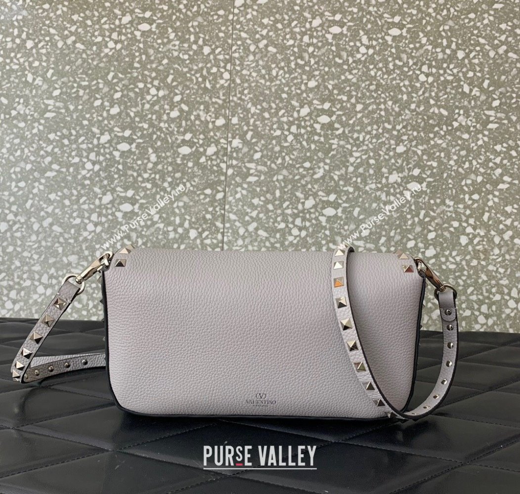 Valentino Rockstud crossbody bag in grainy calfskin with iconic hook Grey 2024 5070 (LN-241214015)