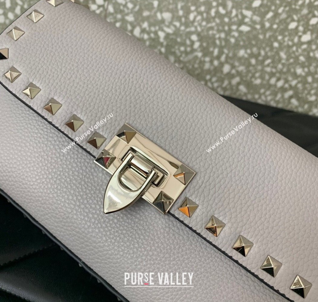 Valentino Rockstud crossbody bag in grainy calfskin with iconic hook Grey 2024 5070 (LN-241214015)