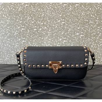 Valentino Rockstud crossbody bag in grainy calfskin with iconic hook Black 2024 5070 (LN-241214016)