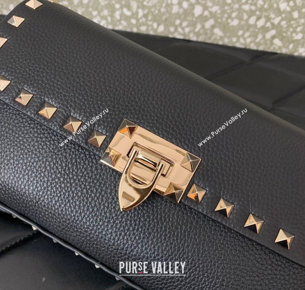 Valentino Rockstud crossbody bag in grainy calfskin with iconic hook Black 2024 5070 (LN-241214016)