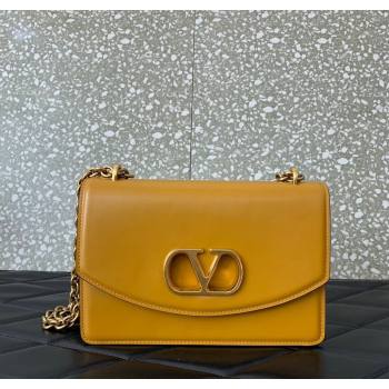 Valentino Vain shoulder bag in shiny calfskin with metallic VLogo Signature Yellow 2024 2016 (LN-241214001)