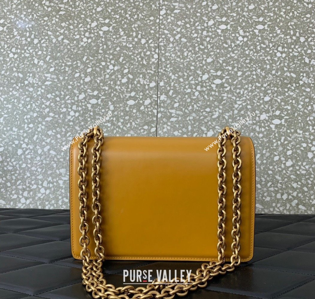 Valentino Vain shoulder bag in shiny calfskin with metallic VLogo Signature Yellow 2024 2016 (LN-241214001)