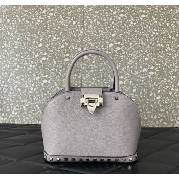 Valentino Rockstud small top handle bag in grainy calfskin Grey 2024 5060 (LN-241214005)