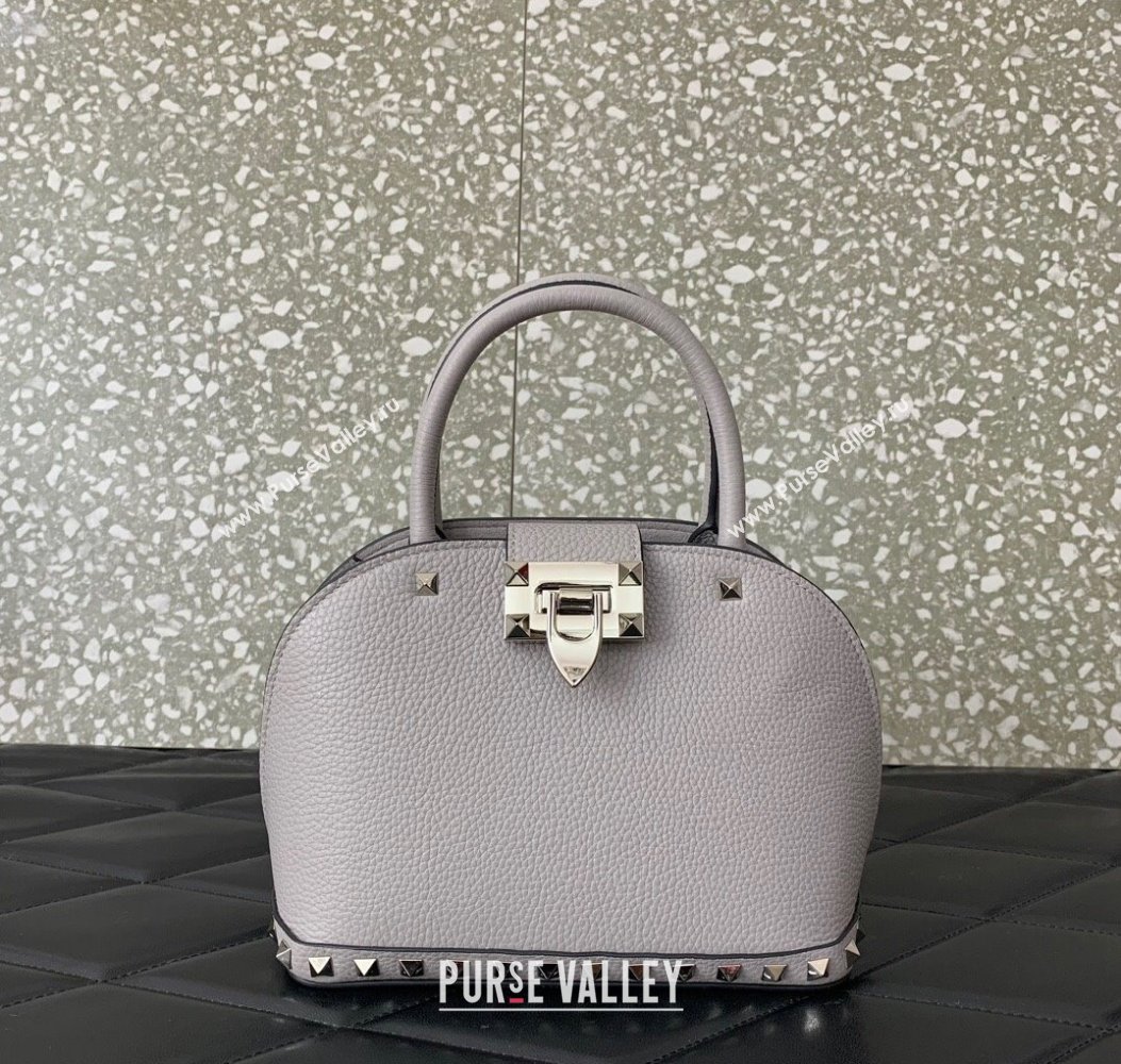 Valentino Rockstud small top handle bag in grainy calfskin Grey 2024 5060 (LN-241214005)