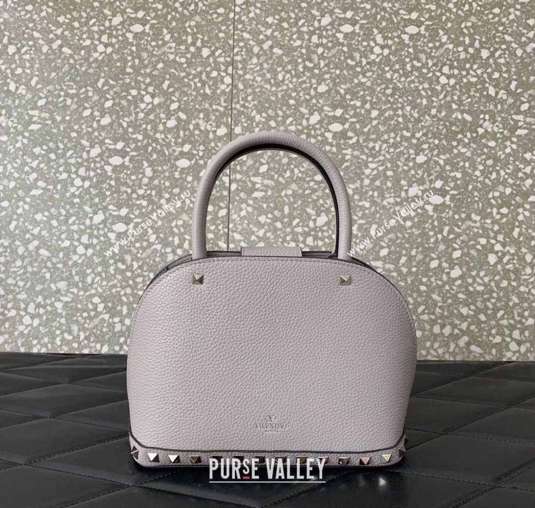 Valentino Rockstud small top handle bag in grainy calfskin Grey 2024 5060 (LN-241214005)