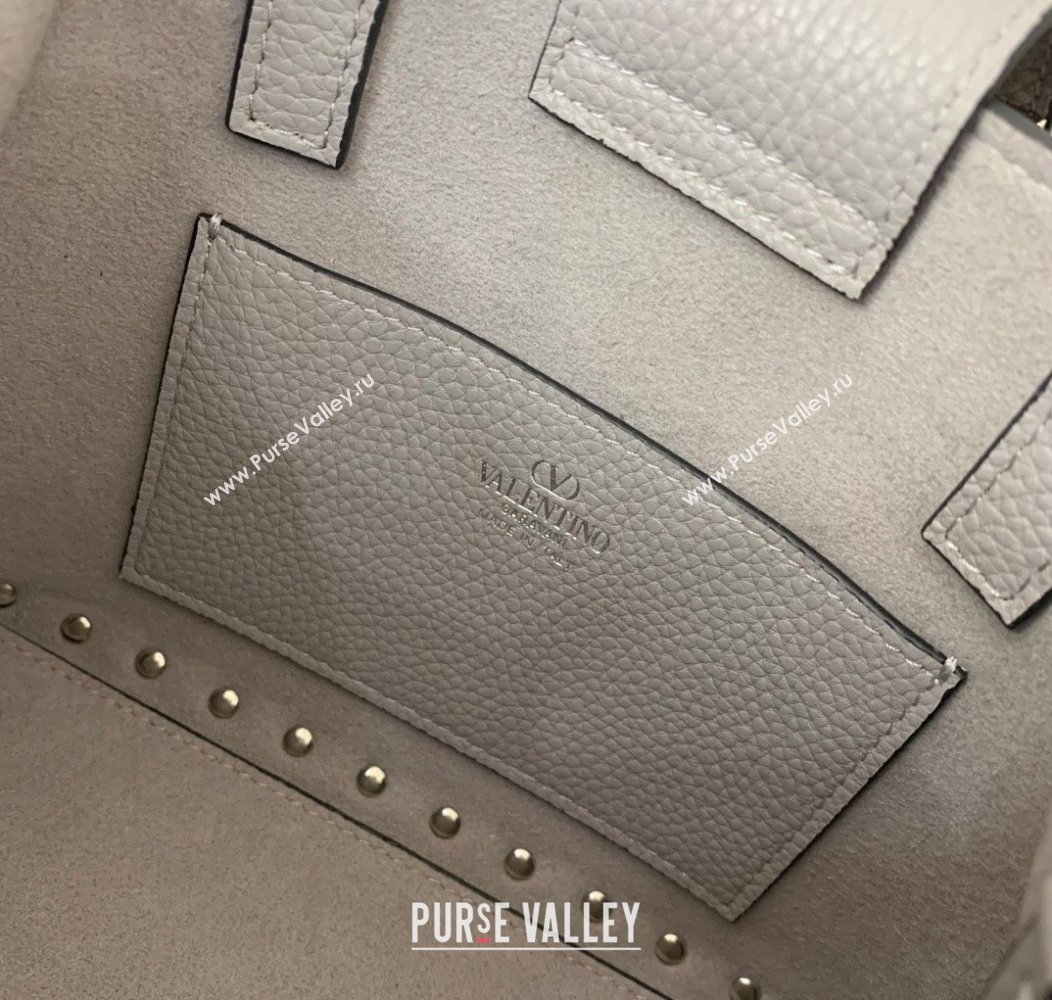 Valentino Rockstud small top handle bag in grainy calfskin Grey 2024 5060 (LN-241214005)