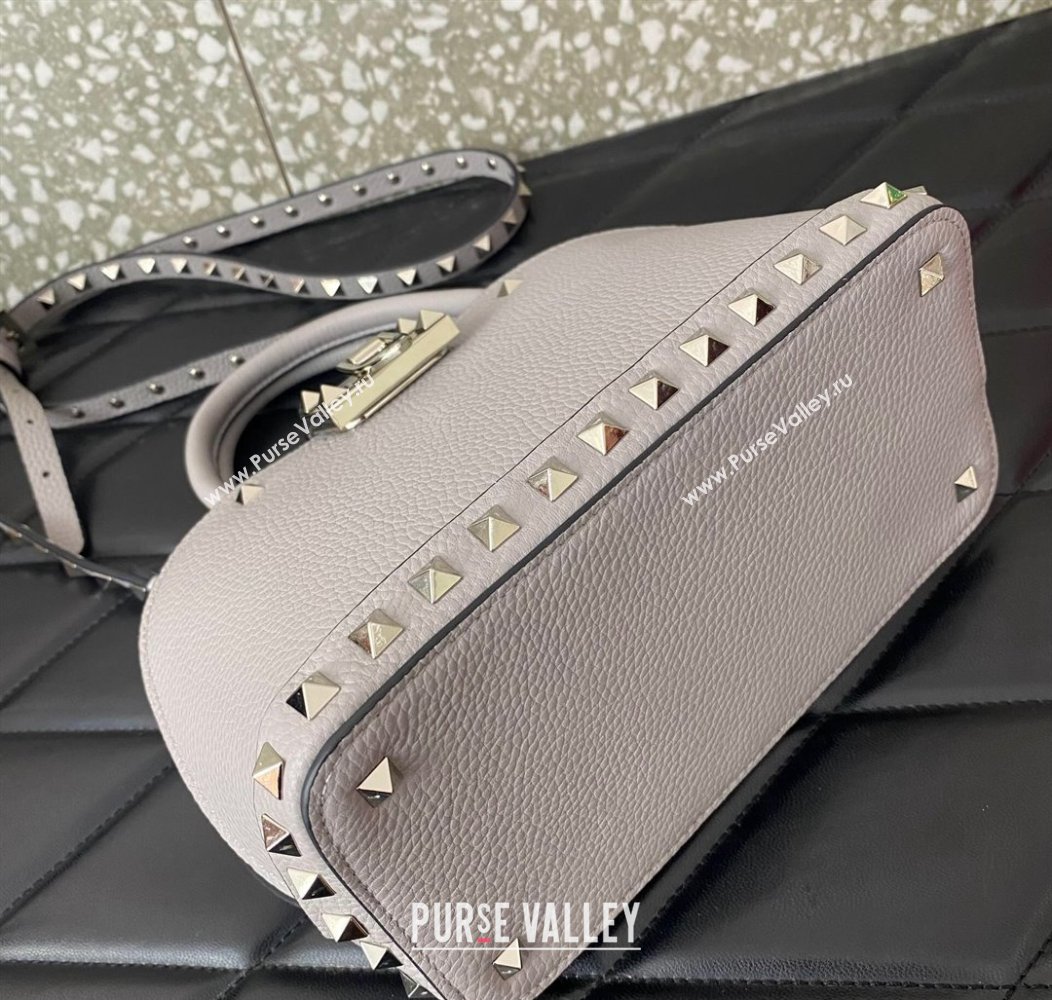 Valentino Rockstud small top handle bag in grainy calfskin Grey 2024 5060 (LN-241214005)