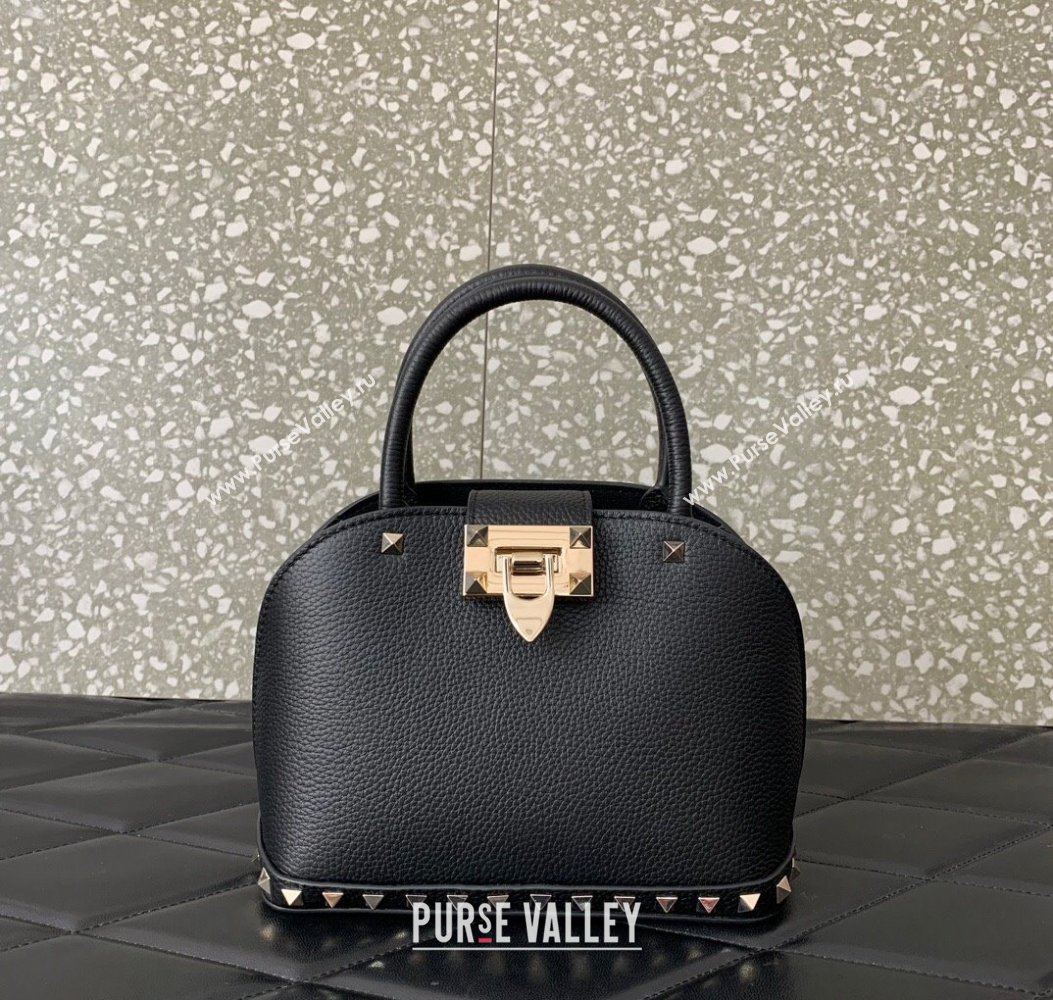 Valentino Rockstud small top handle bag in grainy calfskin Black 2024 5060 (LN-241214006)