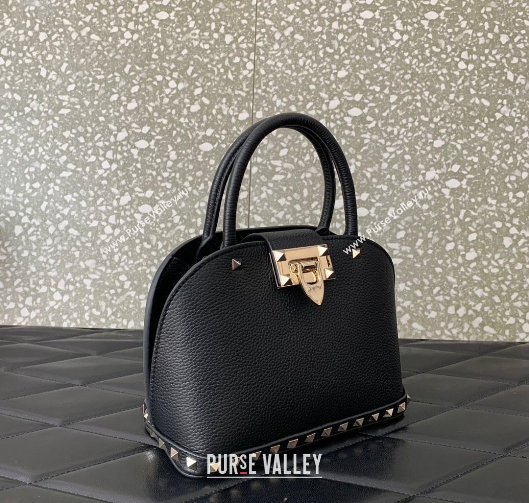 Valentino Rockstud small top handle bag in grainy calfskin Black 2024 5060 (LN-241214006)