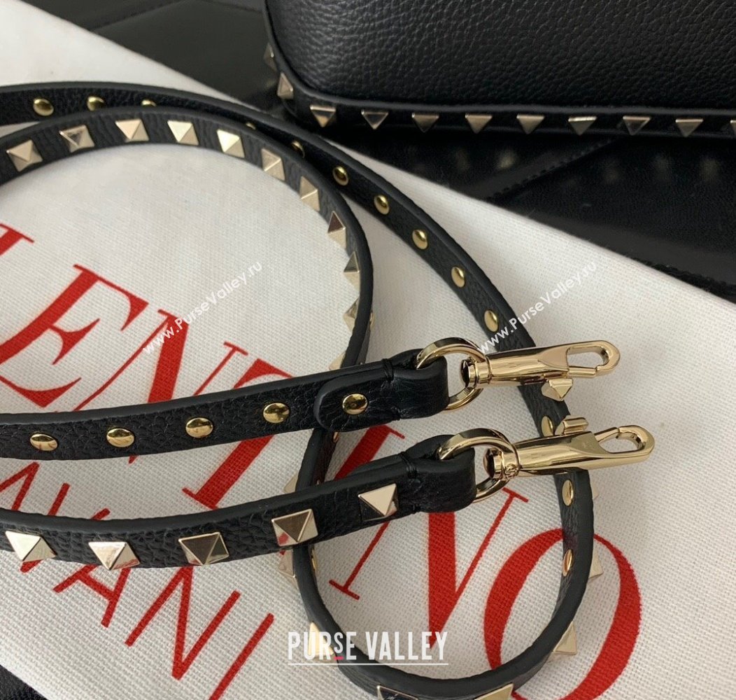 Valentino Rockstud small top handle bag in grainy calfskin Black 2024 5060 (LN-241214006)