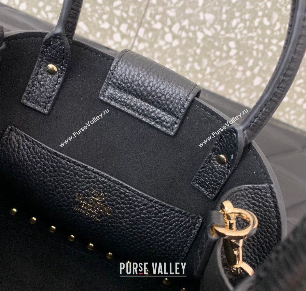 Valentino Rockstud small top handle bag in grainy calfskin Black 2024 5060 (LN-241214006)