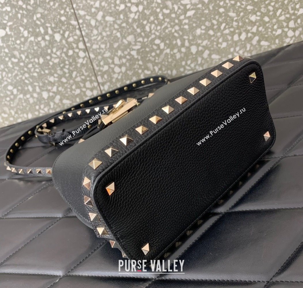 Valentino Rockstud small top handle bag in grainy calfskin Black 2024 5060 (LN-241214006)