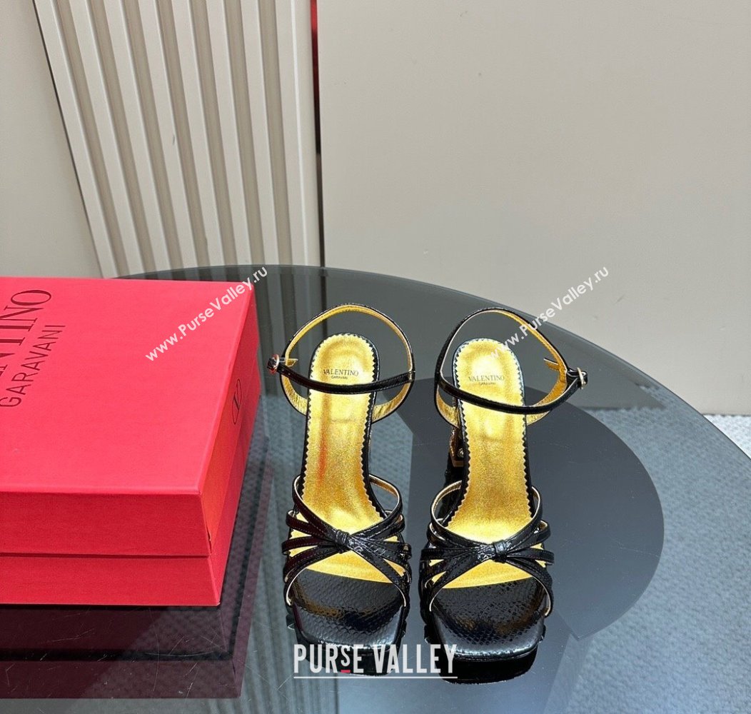 Valentino Preshoes Heel Sandals 10cm in Patent Leather with Strass Black 2024 1226 (MD-241226044)