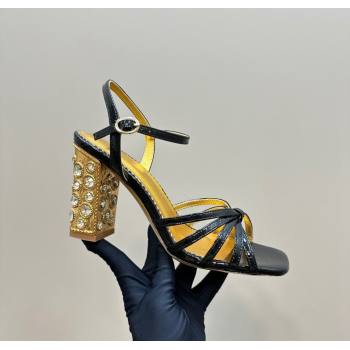 Valentino Preshoes Heel Sandals 10cm in Patent Leather with Strass Black 2024 1226 (MD-241226044)