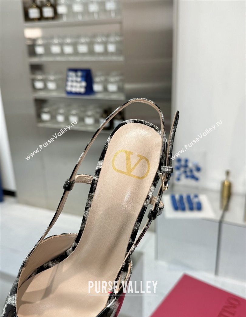 Valentino Vlogo Slingback Pumps 8cm in Leopard Print Leather Grey 2025 VLTN02253 (XL-250225106)