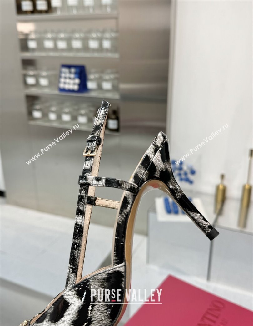 Valentino Vlogo Slingback Pumps 8cm in Leopard Print Leather Grey 2025 VLTN02253 (XL-250225106)