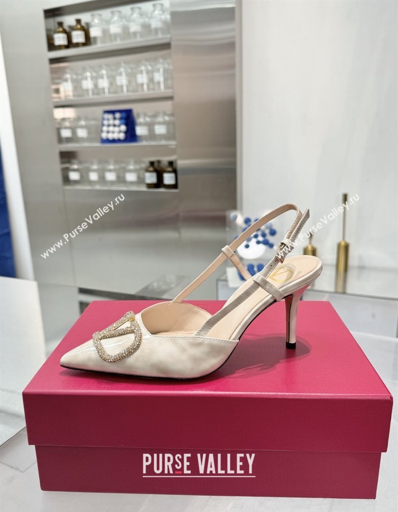 Valentino Vlogo Slingback Pumps 8cm in Leopard Print Leather White 2025 VLTN02253 (XL-250225107)