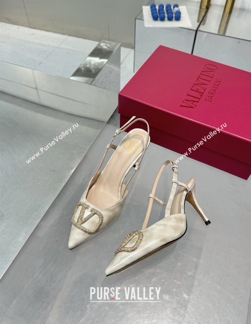 Valentino Vlogo Slingback Pumps 8cm in Leopard Print Leather White 2025 VLTN02253 (XL-250225107)