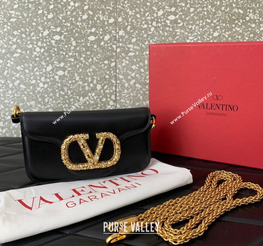 Valentino Loco Small Shoulder Bag in Calfskin Leather with Jewel Logo Black 2025 5061 (LKF-250407085)