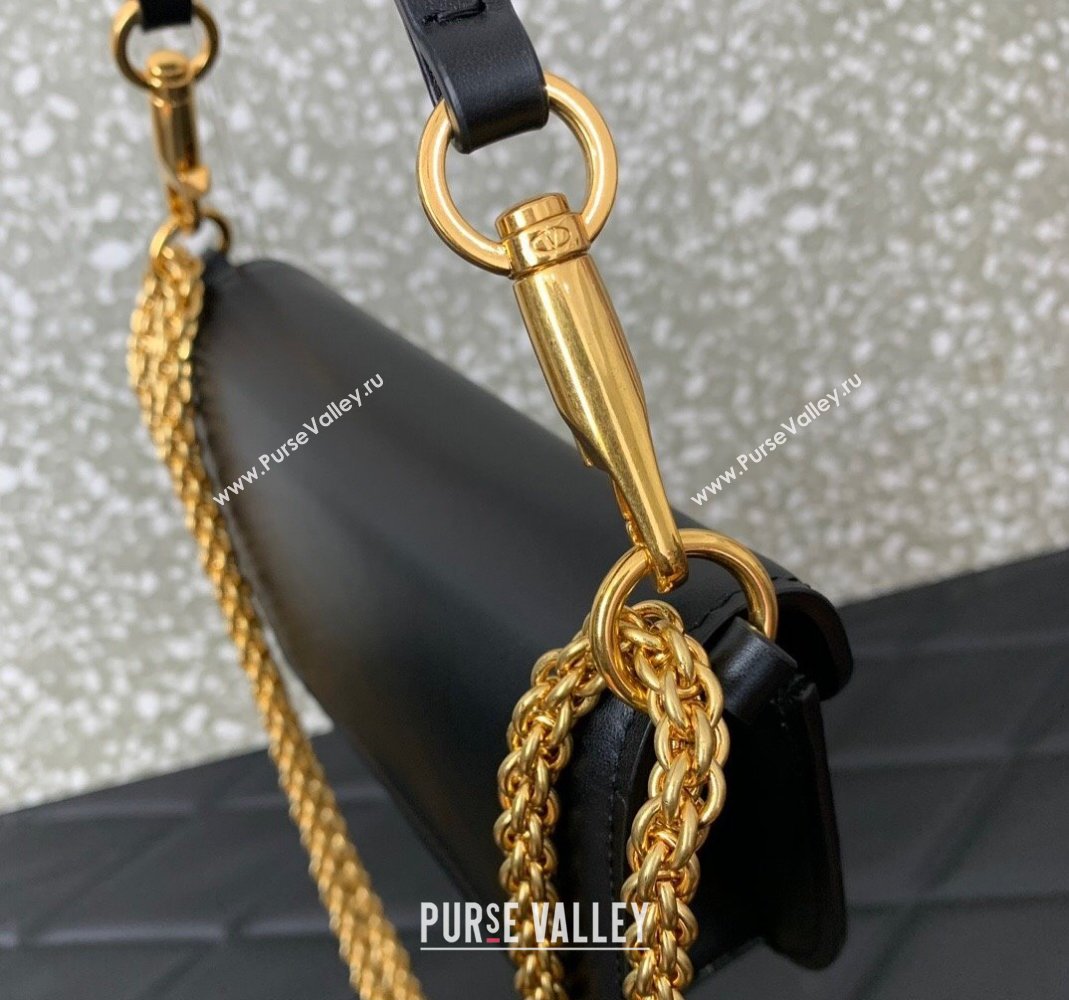 Valentino Loco Small Shoulder Bag in Calfskin Leather with Jewel Logo Black 2025 5061 (LKF-250407085)