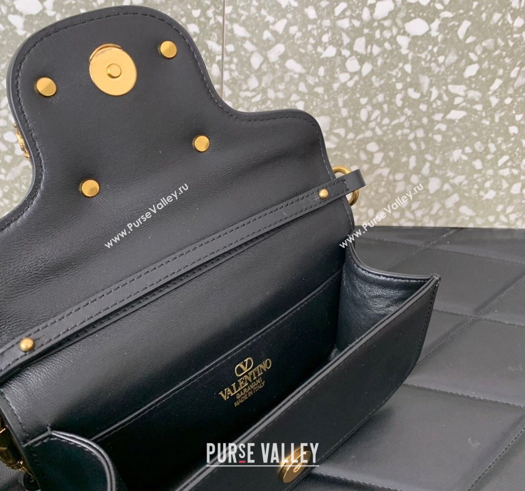 Valentino Loco Small Shoulder Bag in Calfskin Leather with Jewel Logo Black 2025 5061 (LKF-250407085)