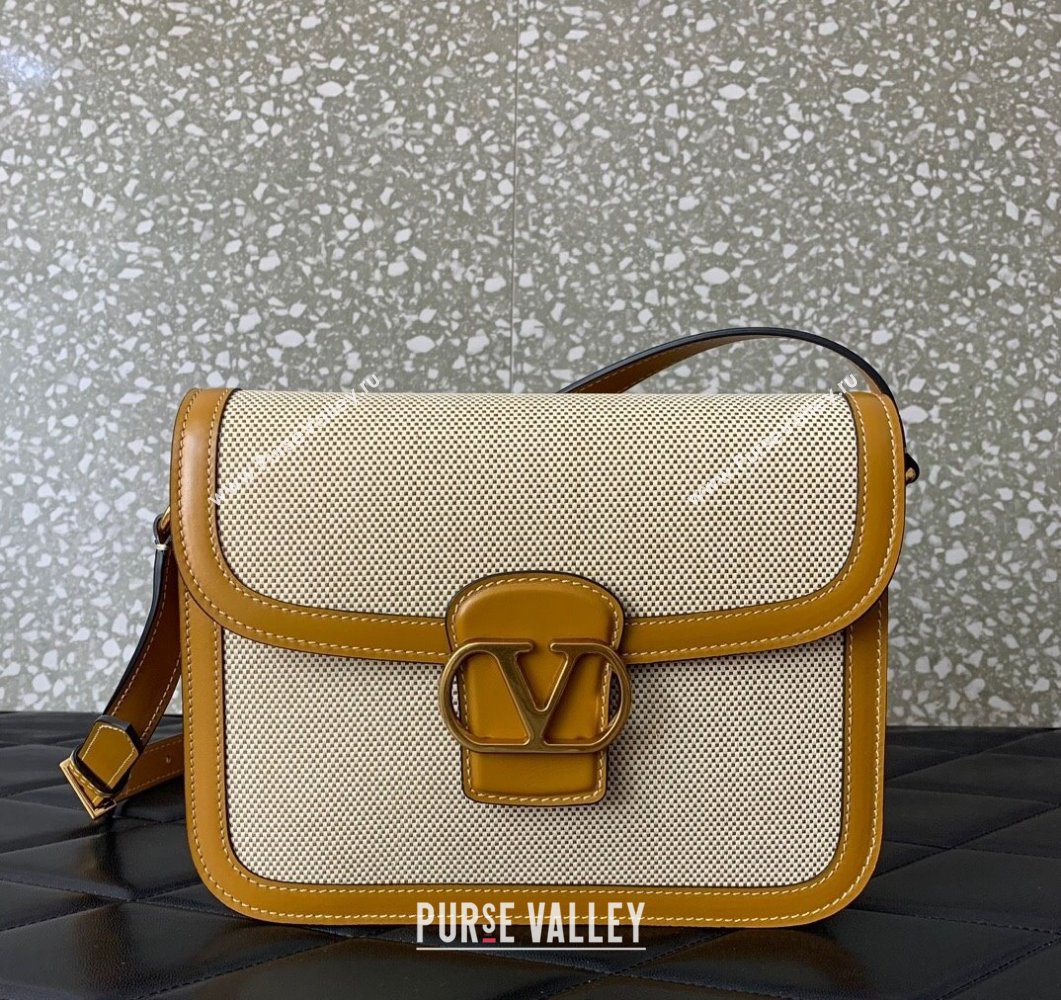 Valentino 9TO5 Shoulder Bag in Canvas and Calfskin Yellow/Beige 2025 2015 (LKF-250407091)