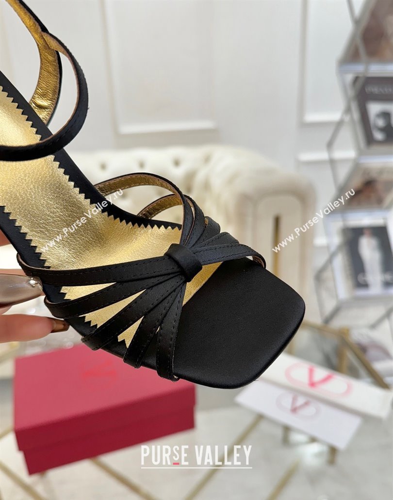 Valentino Preshoes Heel Sandals 9cm in Satin Black 2025 (XL-250428011)